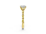 Yellow gold Cushion Cut Diamond Ring with Marquise and Round with Yellow Sapphire side stone Side Stones and Four-Prong Setting_26