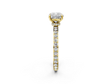Yellow gold Cushion Cut Diamond Ring with Pavé Band and Four-Prong Setting_117