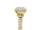 Yellow gold Cushion Cut Diamond Ring with Pavé Band and Four-Prong Setting_120