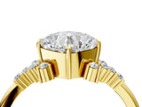 Yellow gold Cushion Cut Diamond Ring with Side Stones and Four-Prong Setting_100