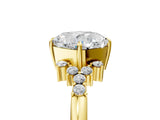 Yellow gold Cushion Cut Diamond Ring with Side Stones and Four-Prong Setting_101