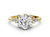 Yellow gold Cushion Cut Diamond Ring with Side Stones and Four-Prong Setting_96