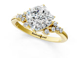 Yellow gold Cushion Cut Diamond Ring with Side Stones and Four-Prong Setting_97