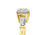 Yellow gold Cushion Cut Diamond Ring with Tapered Baguette Side Stones in Four-Prong Setting_20