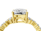 Yellow gold Cushion Cut Diamond Scattered Round Accent Ring with Prong Setting_16