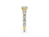 Yellow gold Cushion Cut Diamond Side Stone Engagement Ring with Four-Prong Setting_26