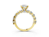 Yellow gold Cushion Cut Diamond Side Stone Engagement Ring with Four-Prong Setting_27