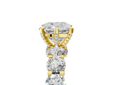 Yellow gold Cushion Cut Diamond Side Stone Engagement Ring with Four-Prong Setting_29