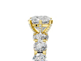 Yellow gold Cushion Cut Diamond Side Stone Engagement Ring with Four-Prong Setting_53