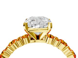 Yellow gold Cushion Cut Diamond Side Stone Solitaire Ring with Round with Citrine side stone and Four-Prong Setting_4