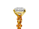 Yellow gold Cushion Cut Diamond Side Stone Solitaire Ring with Round with Citrine side stone and Four-Prong Setting_5
