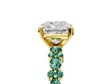 Yellow gold Cushion Cut Diamond Side Stone Solitaire Ring with Round with Green Sapphire side stone and Four-Prong Setting_5
