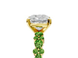Yellow gold Cushion Cut Diamond Side Stone Solitaire Ring with Round with Peridot side stone and Four-Prong Setting_5