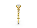 Yellow gold Cushion Cut Diamond Side Stone Solitaire Ring with Round with Yellow Sapphire side stone and Four-Prong Setting_2
