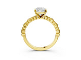 Yellow gold Cushion Cut Diamond Side Stone Solitaire Ring with Round with Yellow Sapphire side stone and Four-Prong Setting_3