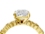 Yellow gold Cushion Cut Diamond Side Stone Solitaire Ring with Round with Yellow Sapphire side stone and Four-Prong Setting_4