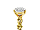 Yellow gold Cushion Cut Diamond Side Stone Solitaire Ring with Round with Yellow Sapphire side stone and Four-Prong Setting_5