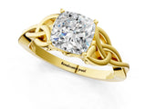 Yellow gold Cushion Cut Diamond Solitaire Celtic Knot Ring with Four-Prong Setting_92