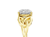 Yellow gold Cushion Cut Diamond Solitaire Celtic Knot Ring with Four-Prong Setting_96