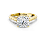 Yellow gold Cushion Cut Diamond Solitaire Engagement Ring with Cathedral Setting and Four-Prong Mount_261