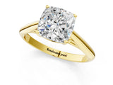 Yellow gold Cushion Cut Diamond Solitaire Engagement Ring with Cathedral Setting and Four-Prong Mount_262