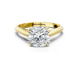 Yellow gold Cushion Cut Diamond Solitaire Engagement Ring with Cathedral Setting and Four-Prong Mount_98
