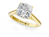 Yellow gold Cushion Cut Diamond Solitaire Engagement Ring with Cathedral Setting and Four-Prong Mount_99