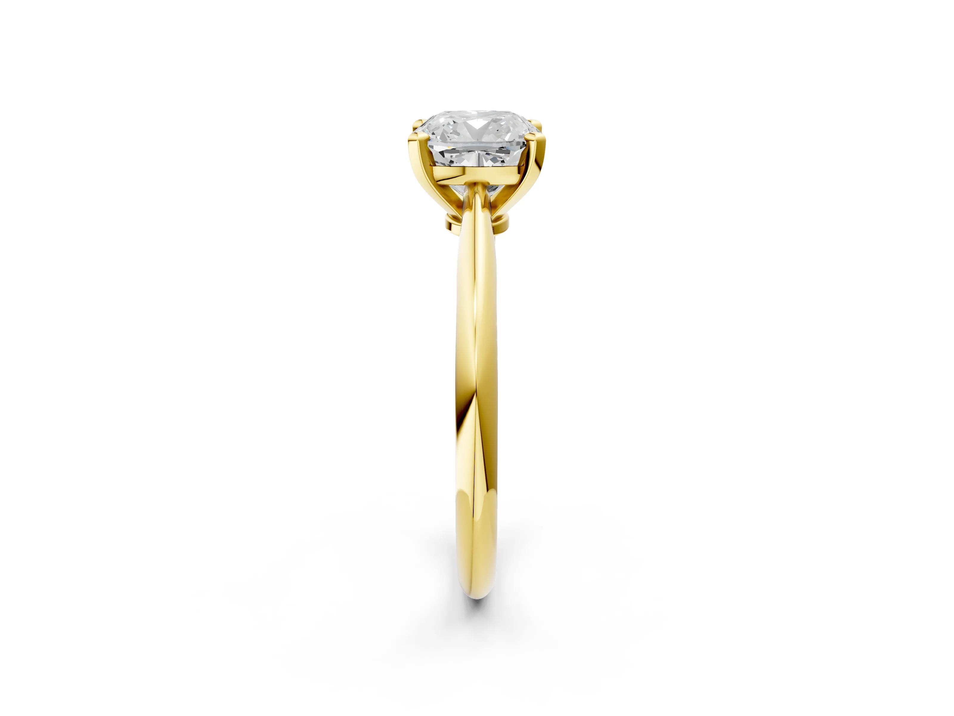 Yellow gold Cushion Cut Diamond Solitaire Engagement Ring with Classic Band and Four-Prong Setting_114