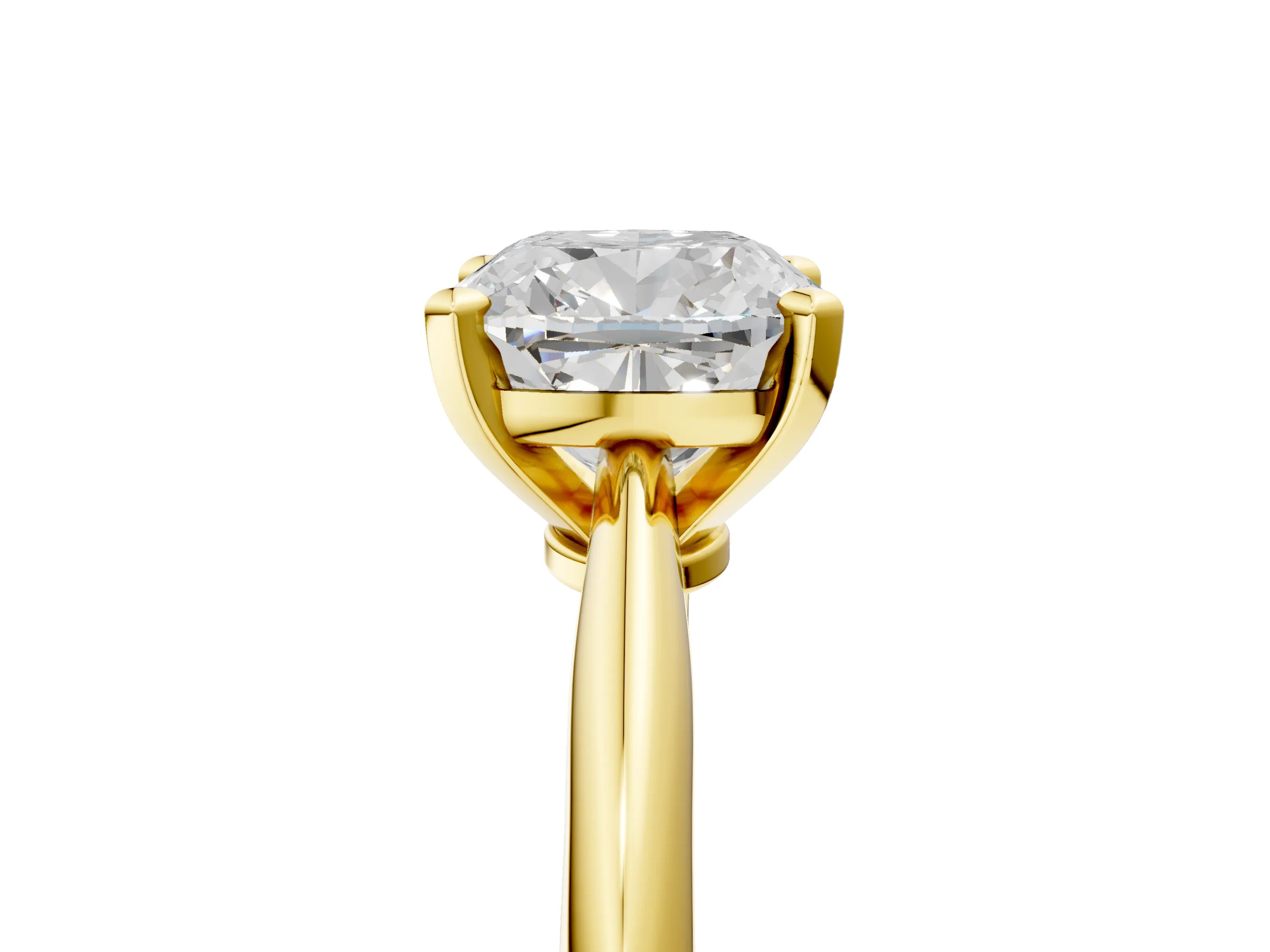Yellow gold Cushion Cut Diamond Solitaire Engagement Ring with Classic Band and Four-Prong Setting_117
