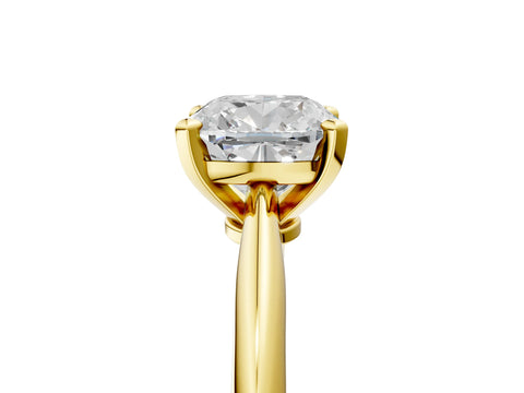 14K Yellow Gold 2.07 Carat D VVS2 Cushion Diamond Solitaire Engagement Ring with Classic Band and Four-Prong Setting