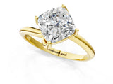 Yellow gold Cushion Cut Diamond Solitaire Engagement Ring with Four-Prong Setting and Classic Band_21