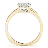 Yellow gold Cushion Cut Diamond Solitaire Engagement Ring with Four-Prong Setting and Plain Band 2
