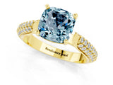 Yellow gold Cushion Cut Diamond Solitaire Engagement Ring with Pavé Band and Four-Prong Setting_1