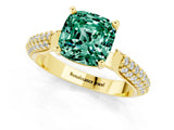 Yellow gold Cushion Cut Diamond Solitaire Engagement Ring with Pavé Band and Four-Prong Setting_1