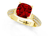 Yellow gold Cushion Cut Diamond Solitaire Engagement Ring with Pavé Band and Four-Prong Setting_1