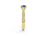 Yellow gold Cushion Cut Diamond Solitaire Engagement Ring with Pavé Band and Four-Prong Setting_2