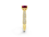 Yellow gold Cushion Cut Diamond Solitaire Engagement Ring with Pavé Band and Four-Prong Setting_2
