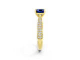 Yellow gold Cushion Cut Diamond Solitaire Engagement Ring with Pavé Band and Four-Prong Setting_2