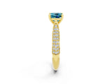 Yellow gold Cushion Cut Diamond Solitaire Engagement Ring with Pavé Band and Four-Prong Setting_2