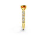 Yellow gold Cushion Cut Diamond Solitaire Engagement Ring with Pavé Band and Four-Prong Setting_2