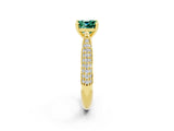 Yellow gold Cushion Cut Diamond Solitaire Engagement Ring with Pavé Band and Four-Prong Setting_2