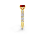 Yellow gold Cushion Cut Diamond Solitaire Engagement Ring with Pavé Band and Four-Prong Setting_2