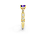 Yellow gold Cushion Cut Diamond Solitaire Engagement Ring with Pavé Band and Four-Prong Setting_2