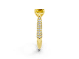 Yellow gold Cushion Cut Diamond Solitaire Engagement Ring with Pavé Band and Four-Prong Setting_2