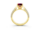 Yellow gold Cushion Cut Diamond Solitaire Engagement Ring with Pavé Band and Four-Prong Setting_3