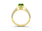 Yellow gold Cushion Cut Diamond Solitaire Engagement Ring with Pavé Band and Four-Prong Setting_3