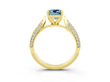Yellow gold Cushion Cut Diamond Solitaire Engagement Ring with Pavé Band and Four-Prong Setting_3