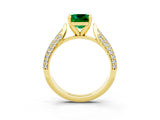 Yellow gold Cushion Cut Diamond Solitaire Engagement Ring with Pavé Band and Four-Prong Setting_3
