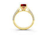 Yellow gold Cushion Cut Diamond Solitaire Engagement Ring with Pavé Band and Four-Prong Setting_3