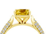 Yellow gold Cushion Cut Diamond Solitaire Engagement Ring with Pavé Band and Four-Prong Setting_4